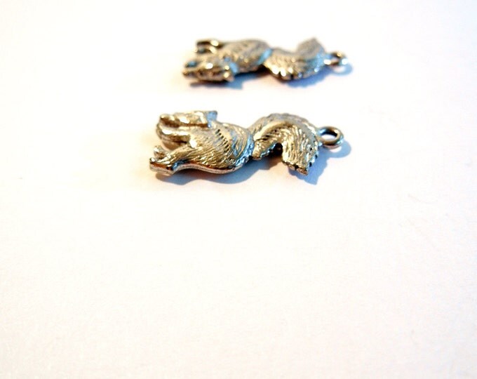 Pair of Pewter Squirrel Chipmunk Charms