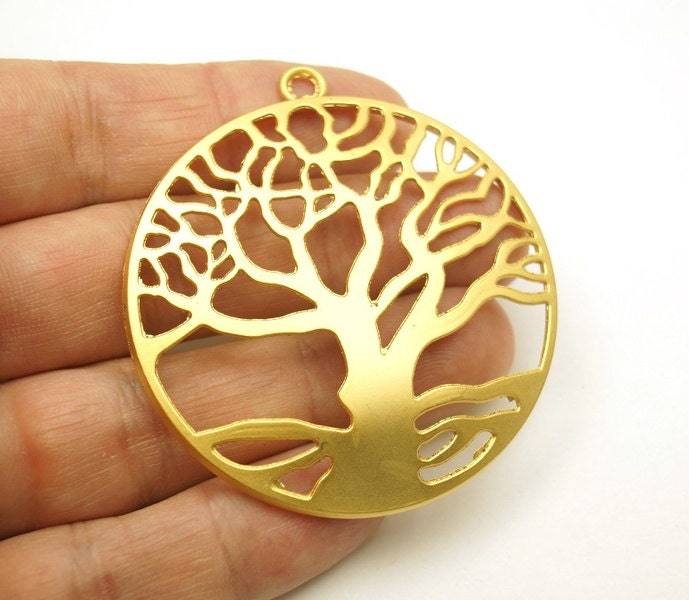 1 pc Matte 22K Gold Plated Base Life TREE Pendant Tree