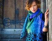 Felted scarf, Silk scarf, Hand painted silk felted scarf, Hand dyed scarf, Hand painted scarf, Hand painted scarf, Gift for her, Kate Ramsey