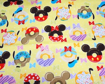 Disney licensed fabric Mickey and Minnie Mouse Print Japanese fabric Doughnut half yard 18 by 42 inches
