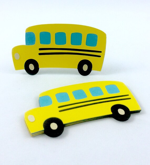 3 School Bus Die Cuts - Scrapbook Die Cut - Party Decor - Craft Projects