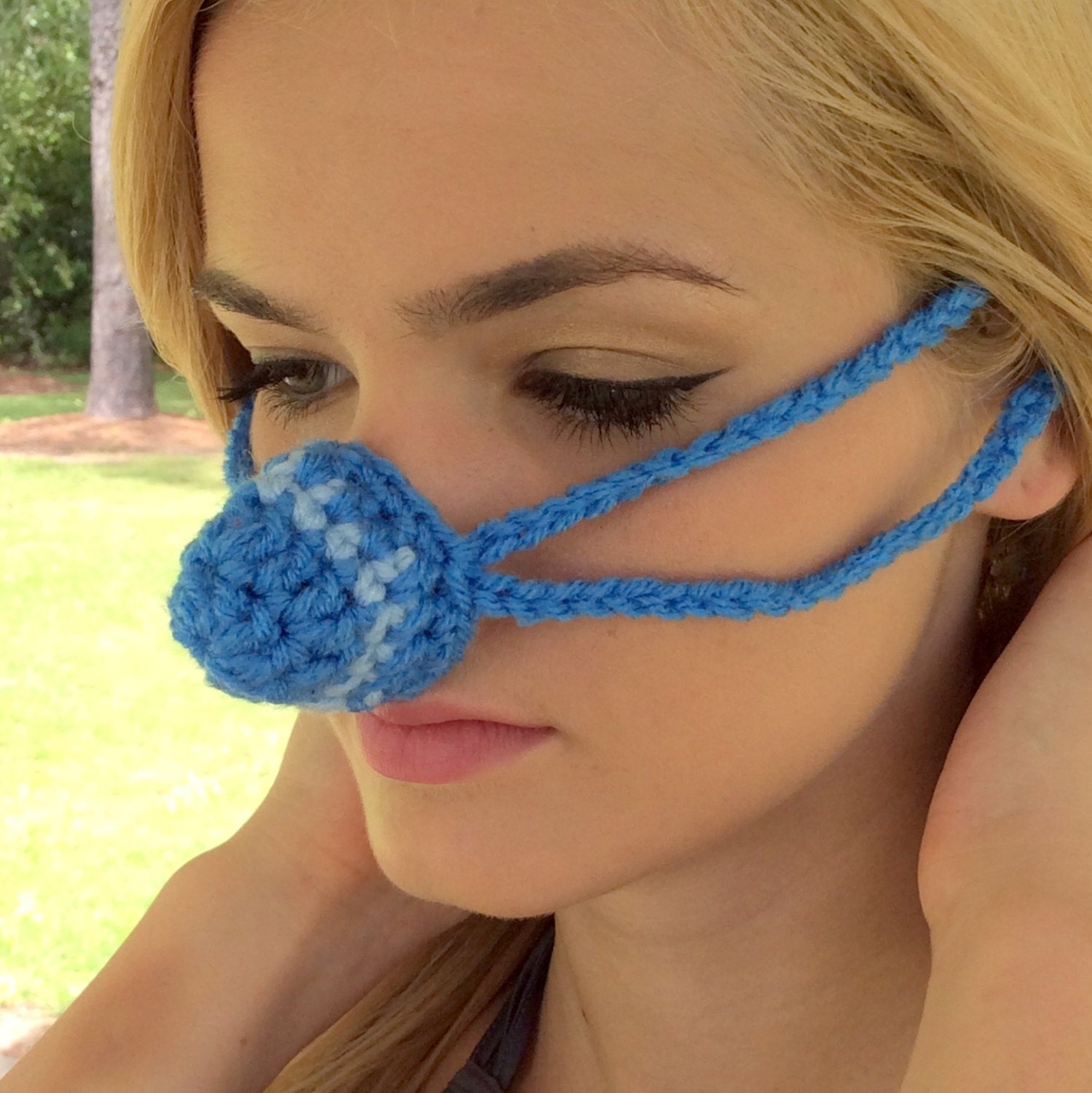 The Winter Blues Nose Warmer Nose Cozy Crochet by auntmartymadeit