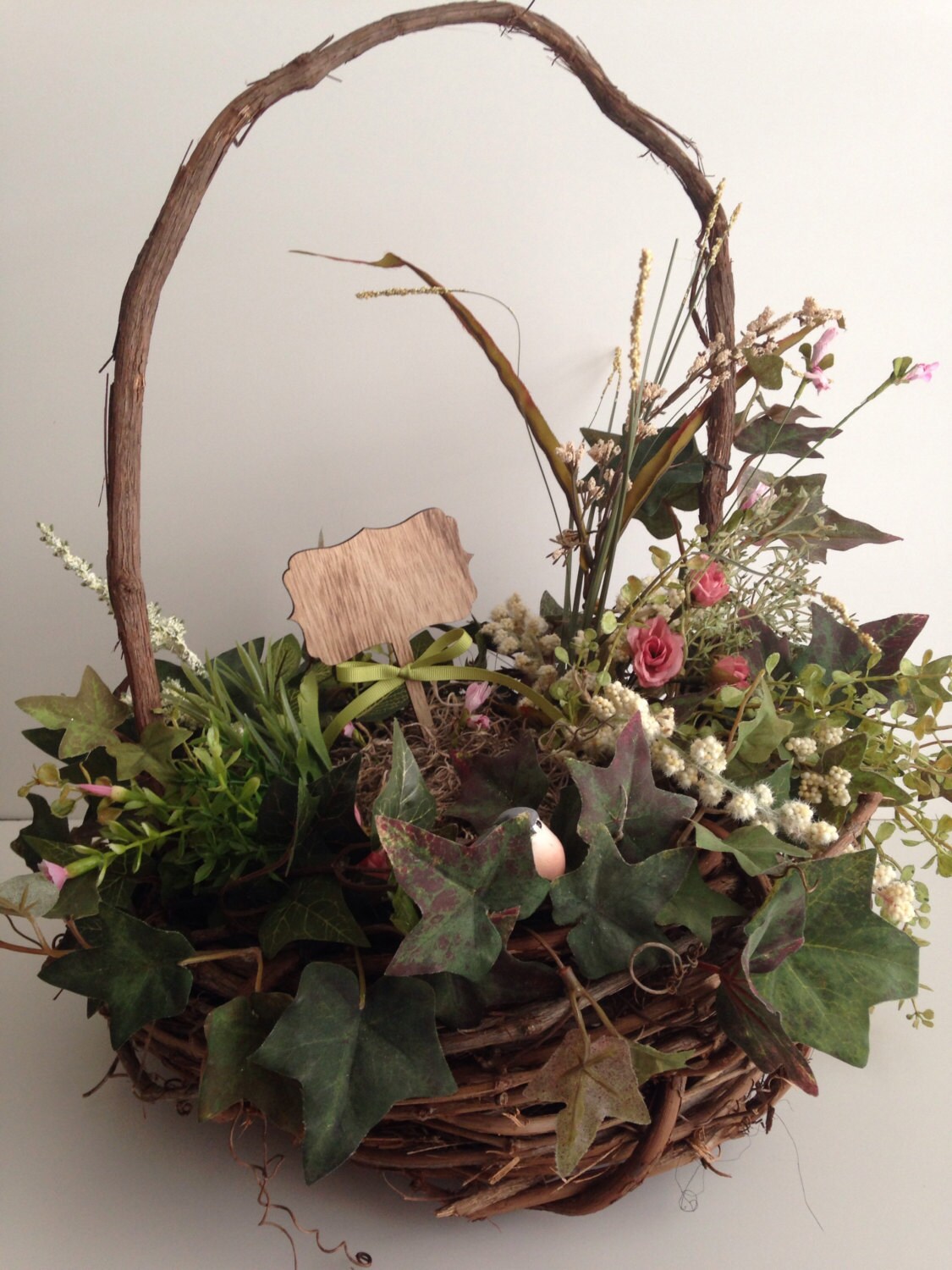 Grapevine basket wild flower arrangement