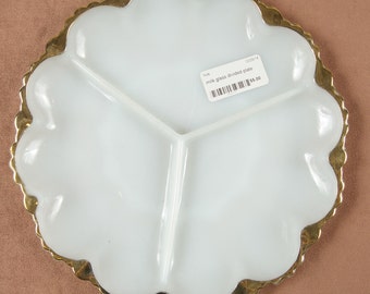Milk Glass Divided Plate