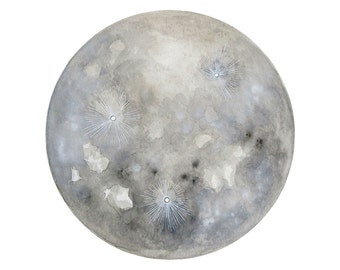 Luna 21 - Archival 8x10 Art Print - Contemporary Watercolor Painting - Astronomy, Full Moon - by Natasha Newton