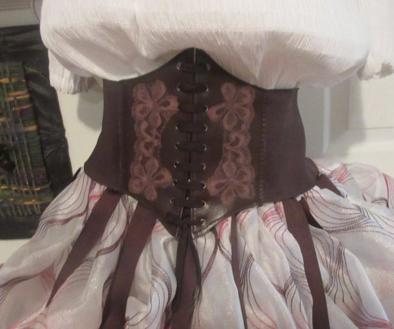 Brown Waist Cincher S-M-L-XL- plus size Underbust Renaissance Steampunk Pirate Costume Belt Embellished by treasurefarie steampunk buy now online