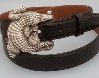 Men's Genuine Authentic Black Lizard Belt main image 1