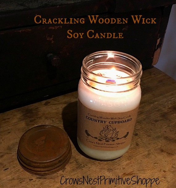 Items similar to 16 ounce Crackling Wooden Wick Natural Soy Candles