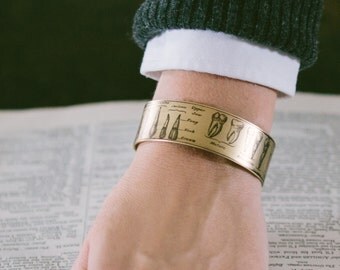 Tooth Fairy - Anatomical Teeth Brass Cuff Bracelet - Tooth Jewellery - Dentist Gift - Dentistry Jewelry - Medical Drawing Anatomy Cuff