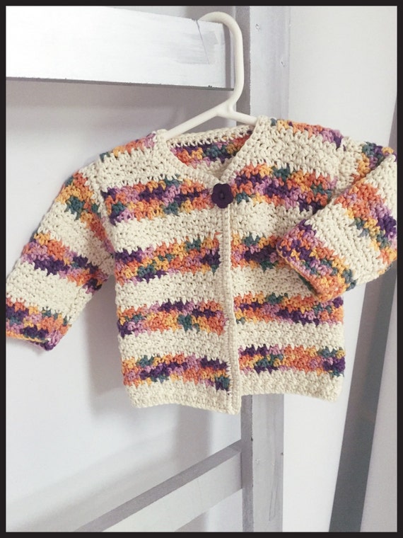 Crochet Rainbow Striped Sweater Homemade Baby Apparel 12