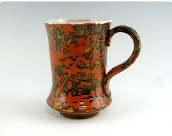 Etched Porcelain Mug With Splatters