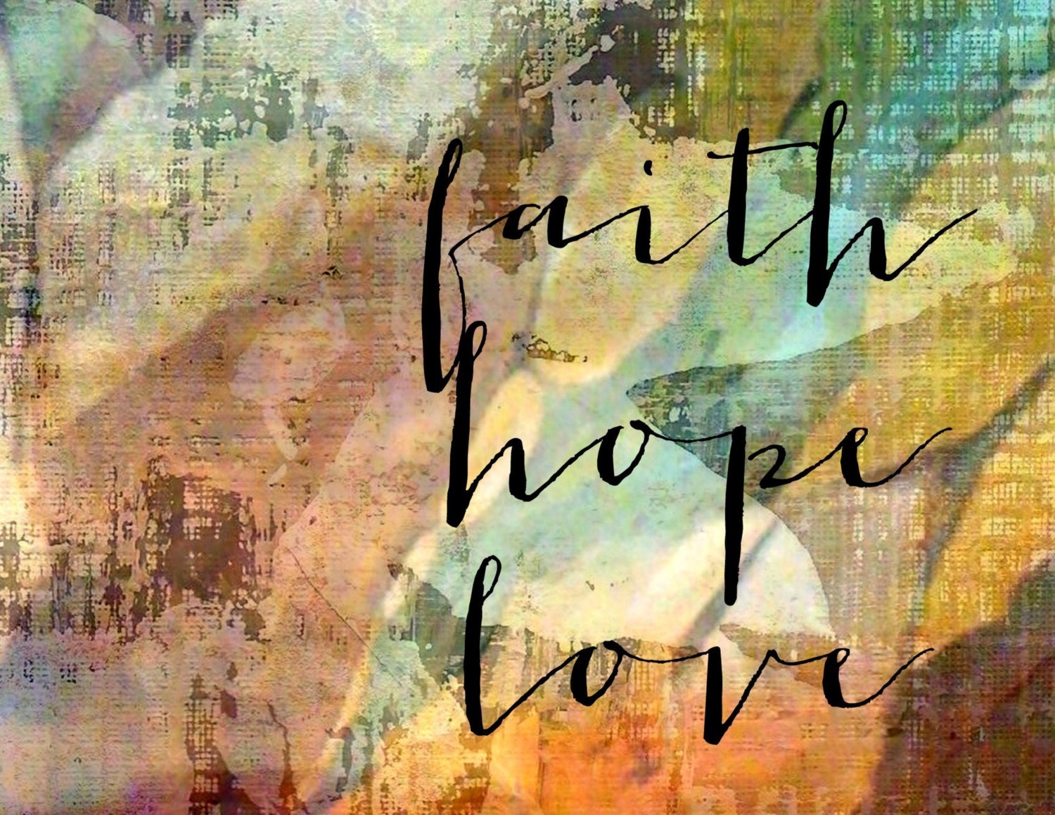 Wall Decor Art Print Faith Hope Love 8x10 inch Inspirational