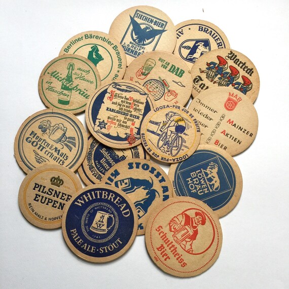 REDUCED Vintage German Beer Cardboard Coasters / Set of 17