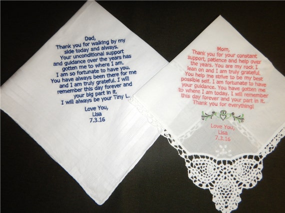 Items similar to 2 Wedding poem handkerchiefs - FREE SHIPPING - Each