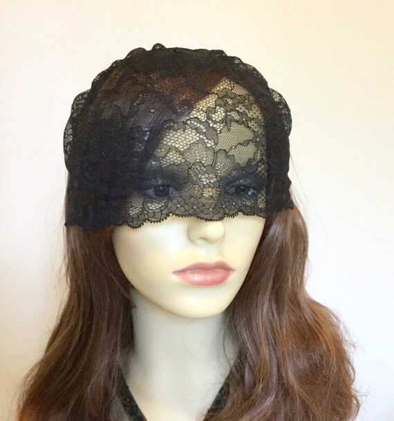 Masquerade veil Blindfold Black lace mourning veil