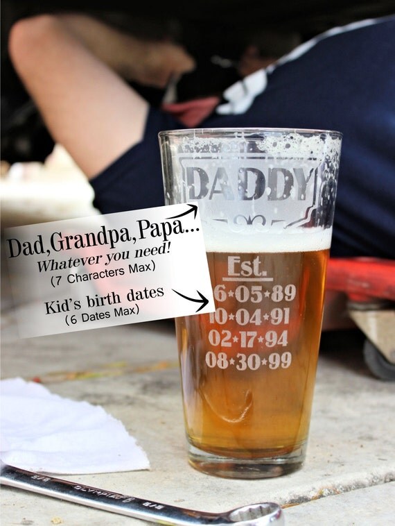 Personalized Beer Glass Big 22oz Etched Drinking Glass for