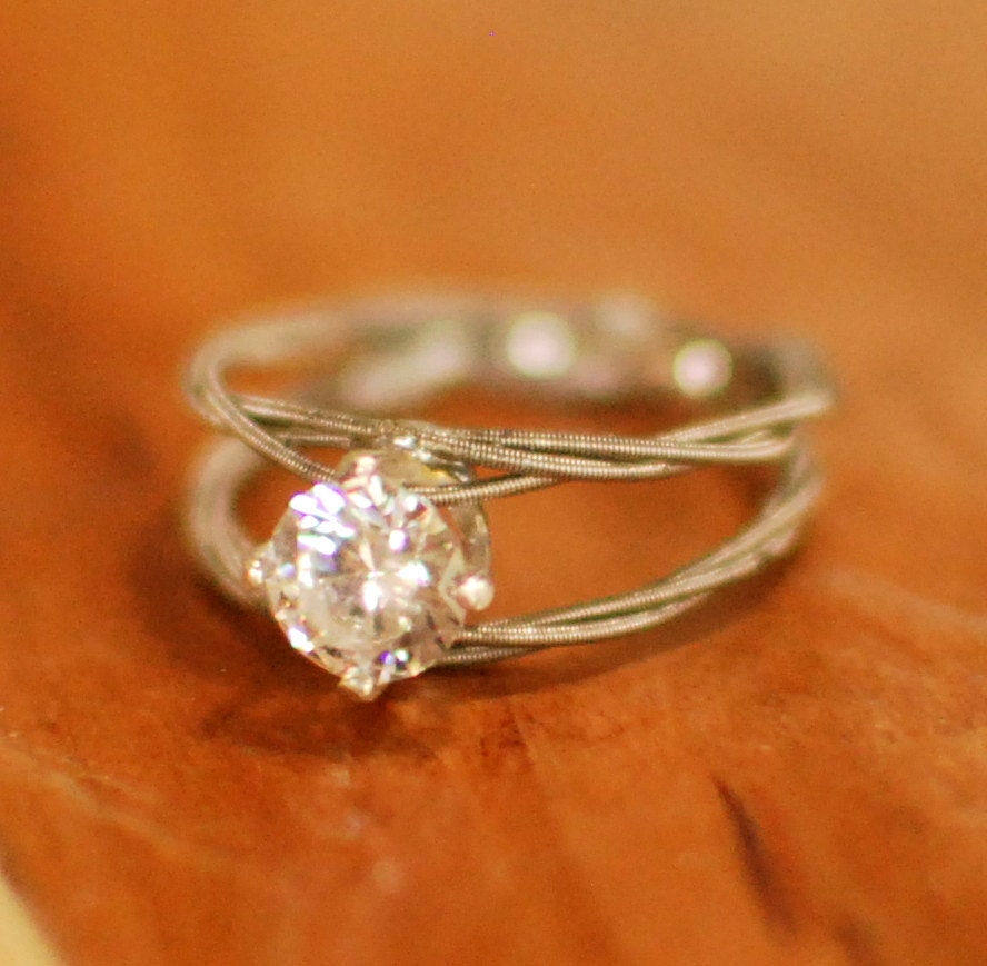 Guitar String Engagement Ring Double Band Purity Ring