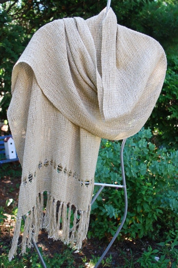 Handwoven Linen Blend Shawl/Scarf by JenniferFiberDesign on Etsy
