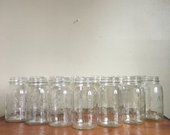 Huge Lot of Vintage ATLAS Mason Jars. Set of 13. Wedding Decor, Bridal Shower, Baby Shower. Home Decor. Unique Storage.