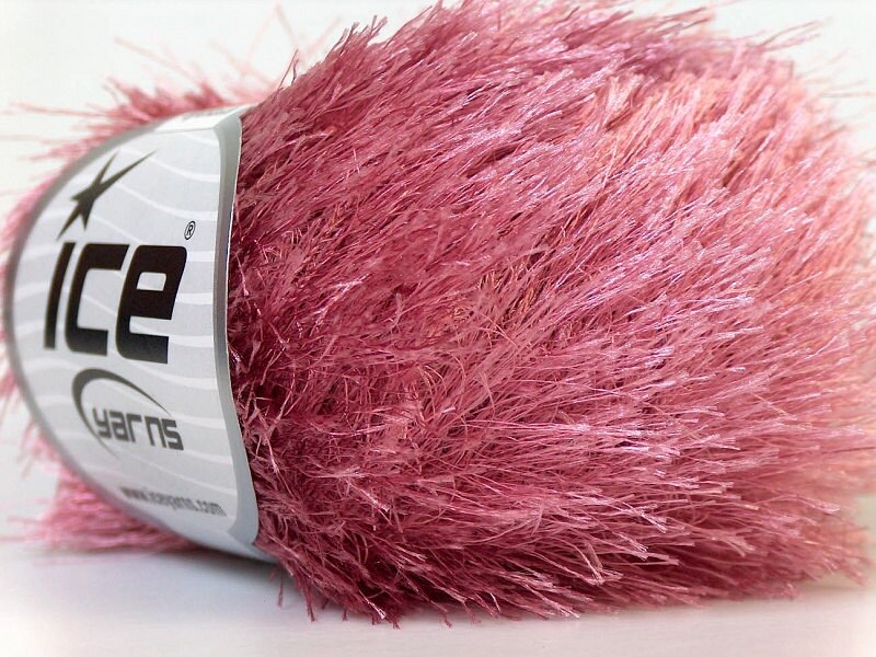 ROSE PINK eyelash yarn bulky chunky 50gr polyester ice yarns