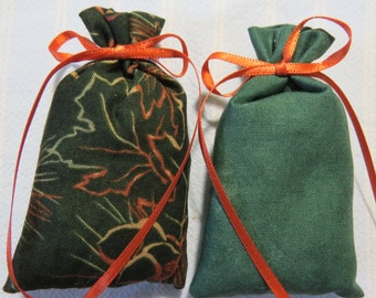 Green 3"X2" Sachets-'Cool Water'(type) Men's Cologne Fragrance-Masculine Father's Day Sachets-Cotton Sachet-Orange Ribbon-Cindy's Loft-041