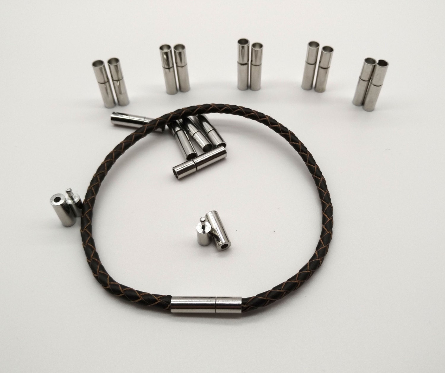 Cord Clasp 6 sets 3mm Round Hole Leather Cord Ends Cord Clasps