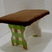 Small Padded Wooden Stool / Green & Brown Photo Prop / Toddler Room Decor / Home Decor