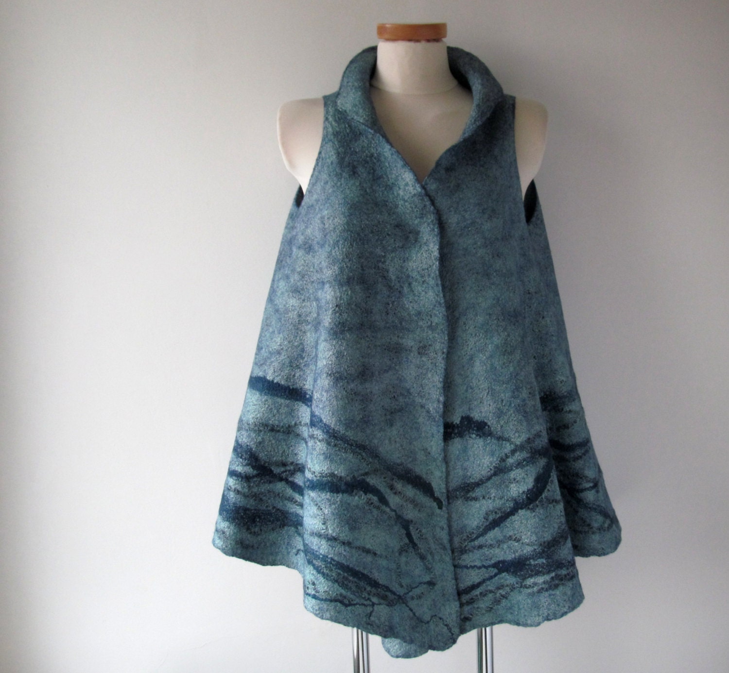 Felted vest women wool vest blue Jeans Felted vest by galafilc