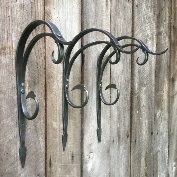 Wrought iron plant hanger Hand forged plant hanger set of