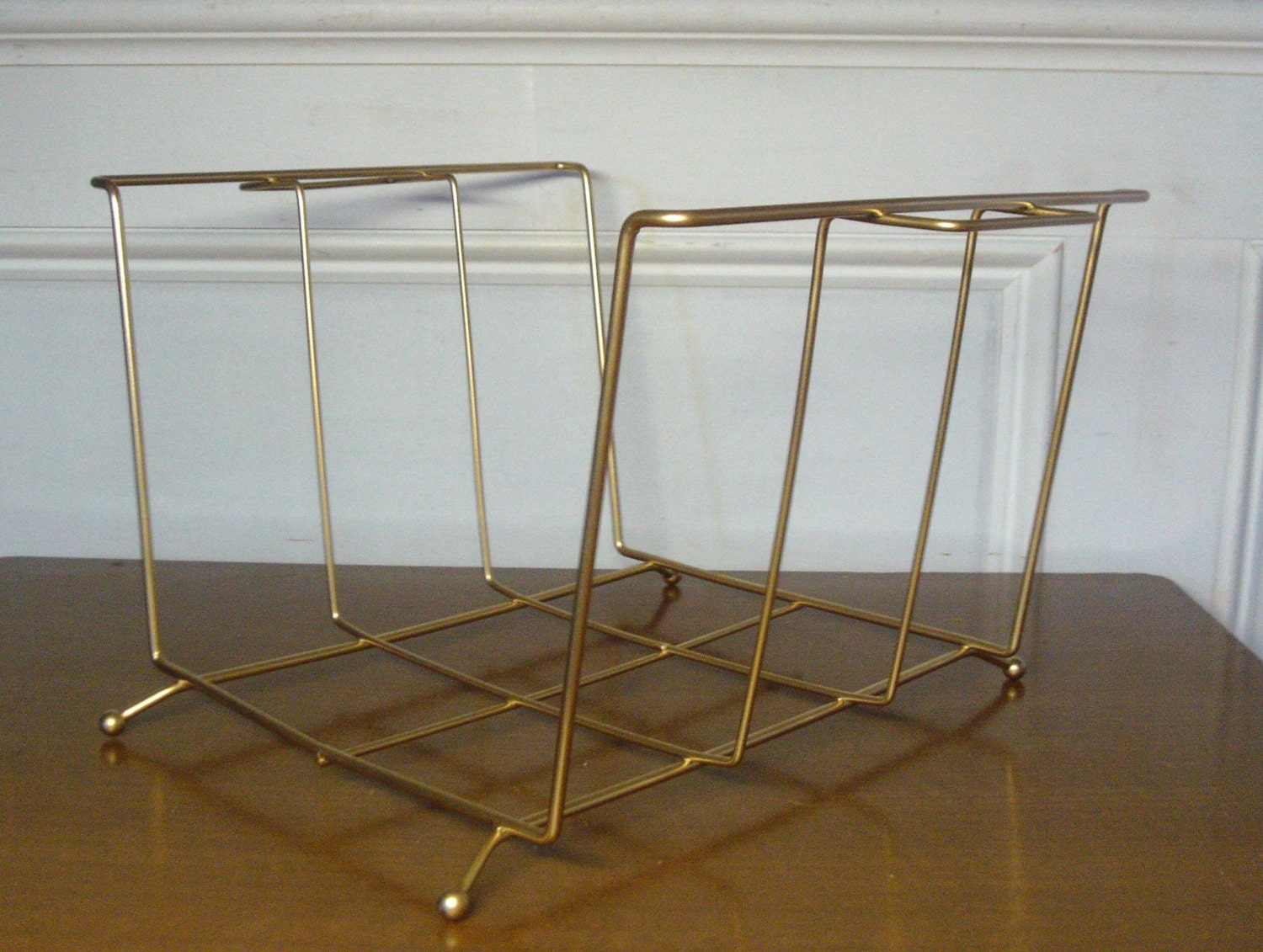 Vintage 1960s Gold Tone Metal Record Holder Haute Juice