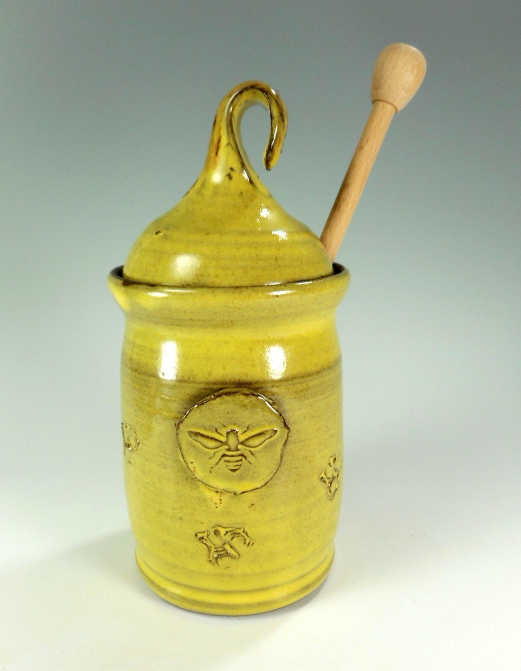 Download Ceramic honey dipper pot pottery honey jar stoneware Yellowimages Mockups