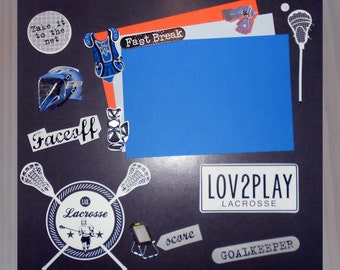 LOVE2PLAY LACROSSE Premade Memory Album Page (Gallery Wood Box Frame Sold Separately)