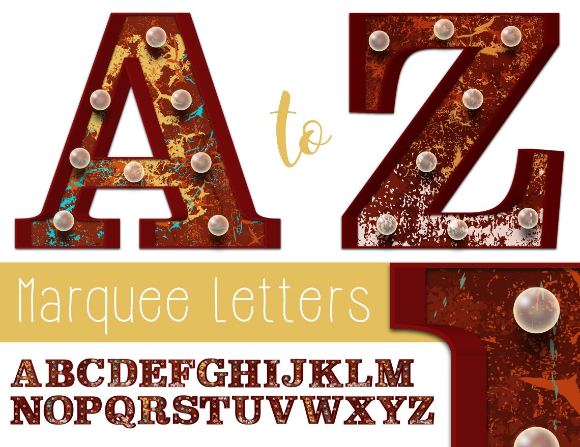 Vector Marquee Letters A to Z Printable Instant Download