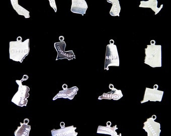 Choose Your State - Engraved Sterling Silver Charm ONLY