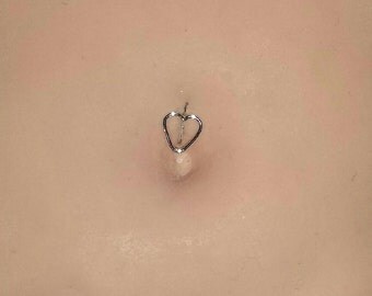 No Ball Needed Heart Belly Button Ring,Small Heart Belly Button Ring,Sterling Silver Tiny Wire Heart Navel Rings,Small Dainty Belly Ring