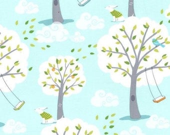 Michael Miller Backyard Baby Windy Day Aqua fabric - 1 yard