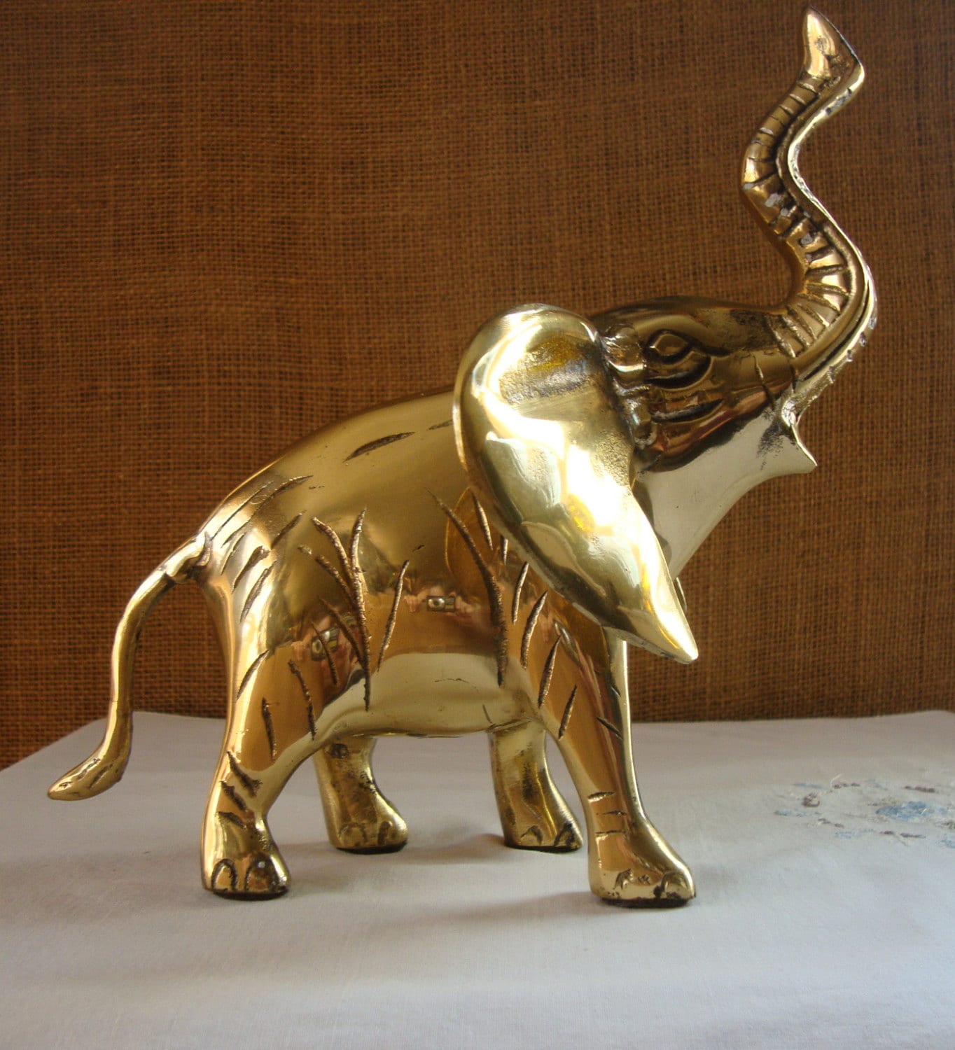 large brass elephant figurine