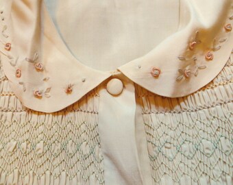 Beautiful 30s/40s Shirred/Embroidered Chinese Silk Blouse
