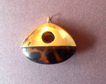 Vintage Lucite, Lucite Pendant, Pendant Necklace, Animal Print, Gold Tone, Retro Jewelry