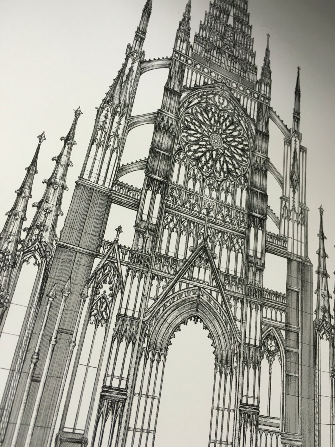 Gothic Cathedral Architecture Drawing Ex by SHOPCASSTRONAUT