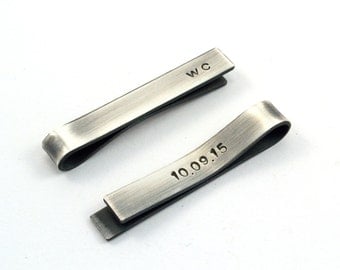 Personalised Skinny Tie Clip, Skinny Tie Bar, Sterling Silver, Groomsmen Gift, Mens Gift