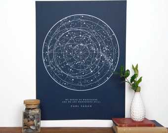 Sagan Star Chart - Navy | Constellation Print | Star Map | Astronomy Chart