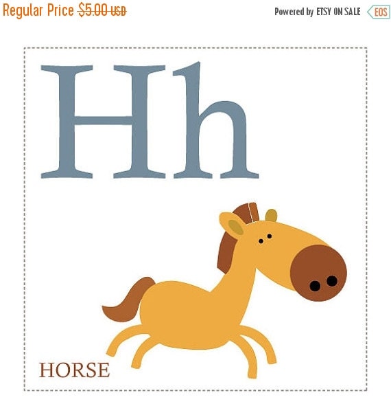 ON SALE 20% OFF H is for Horse Alphabet Print by KidODesignStudio