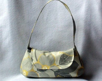 Small Purse - Amy Butler Optic Blossom - Gray and Yellow Modern Floral Print Small Bag