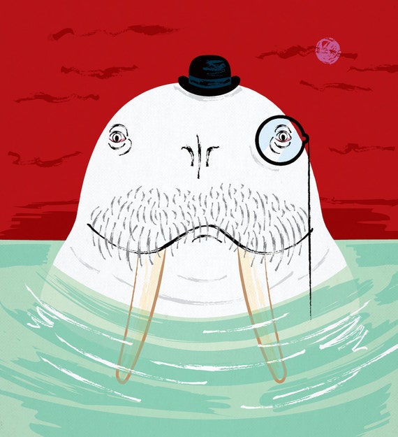 Sir Wilfred Wallace, The Wonderful Walrus - children's wall art - animal illustration print