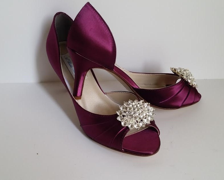 Burgundy Wedding Shoes Burgundy Bridal Shoes with Crystal Oval