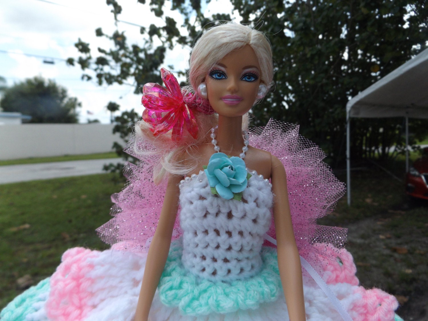 Tropical Barbie Doll/Toilet Paper Doll/Pink and Green