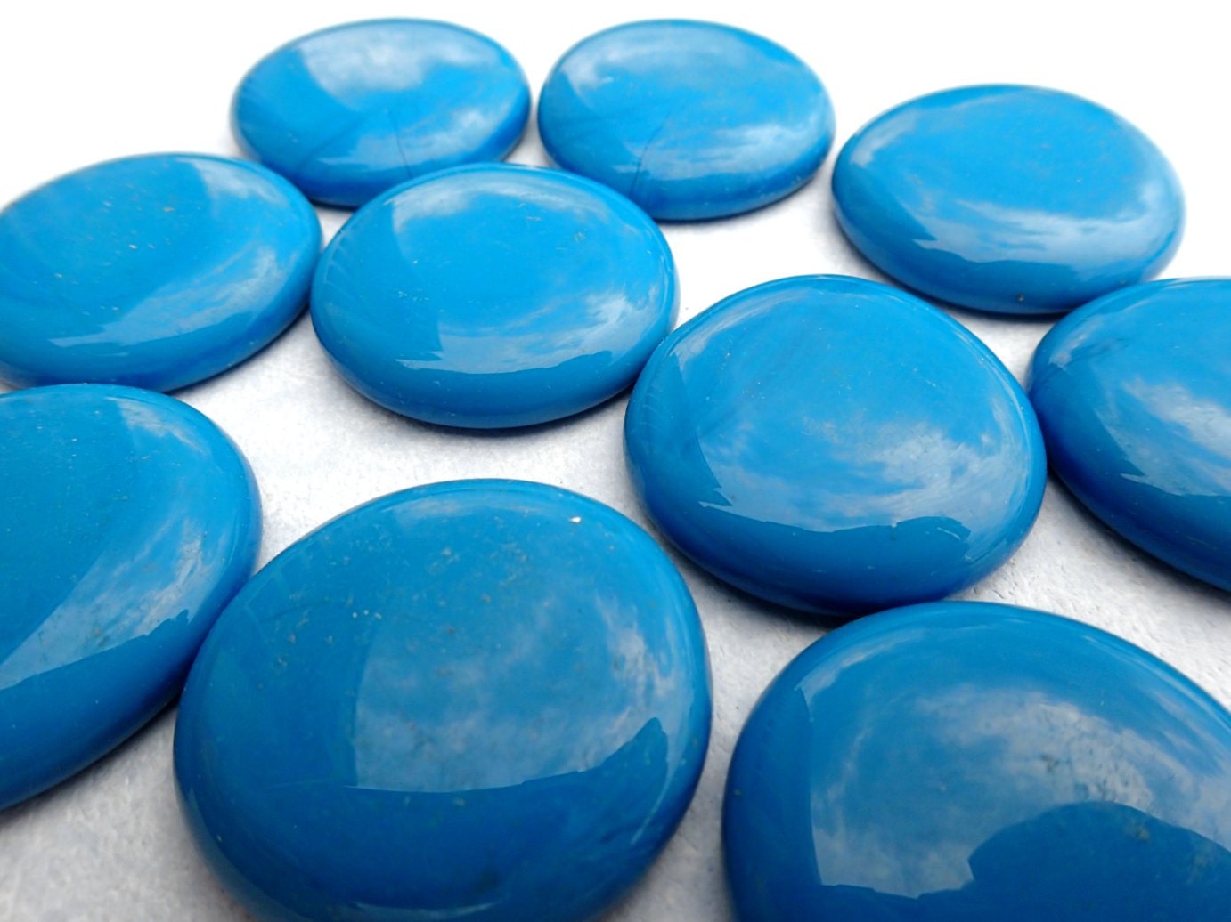 Dark Turquoise Extra Large Glass Gems 10 Mosaic Tiles Deep