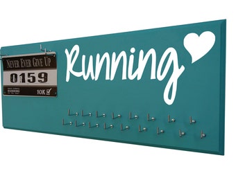 Running medal hanger, Running Medal Holder and Race Bib Hanger RUNNING to have trained hard and finished the race. Now Show It Off