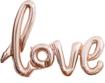 Rose Gold Love Balloon Garland - Blush Pink and Gold Wedding Decor, Bachelorette Party Decoration, Bridal Shower Photo Booth, Engagement
